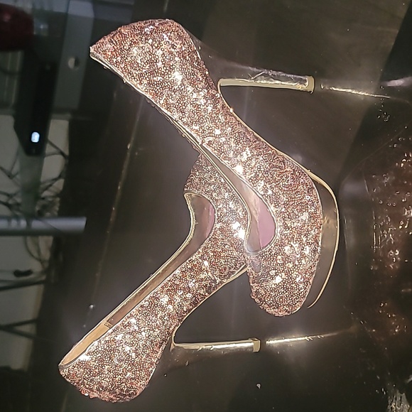 Woman's Madden Girl Light Pink Glitter Heels - Picture 4 of 4